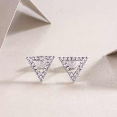Unique - Set With Moissanite S925 Sterling Silver And Platinum-plated Stud Earrings, Fashionable, Trendy And Affordable Jewelry by Glamytek
