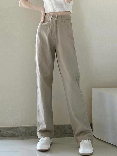 Solid Color Simple Straight Jeans For Women by Glamytek