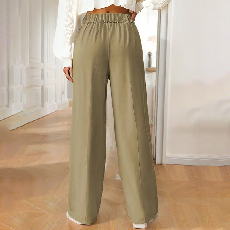 Women's Wide Leg Pants High Waist Business Casual Trousers Pant With Pockets by Glamytek