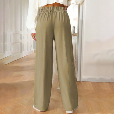 Women's Wide Leg Pants High Waist Business Casual Trousers Pant With Pockets by Glamytek