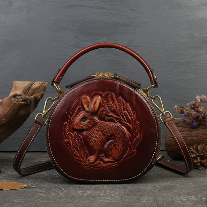 Women's Genuine Leather Round Shoulder Bag