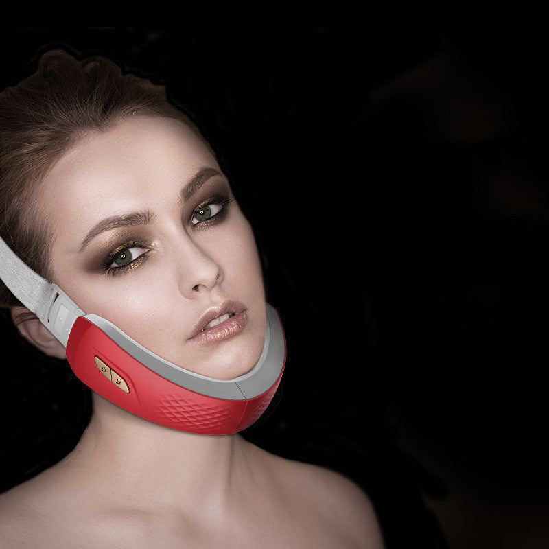 LED Photon Therapy V-shaped Slimming Facial Micro-current Electric Vibration Lifting Massager by Glamytek