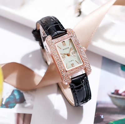 Elegant Diamond Green Dial Women's Watch with Quartz Movement by Glamytek