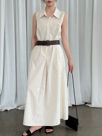 Waist-cinching sleeveless dress