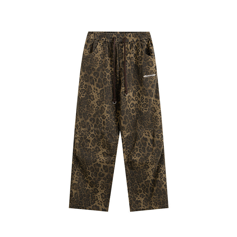 Leopard Print Women's Design Elastic Waist Loose Wide Leg Pants by Glamytek