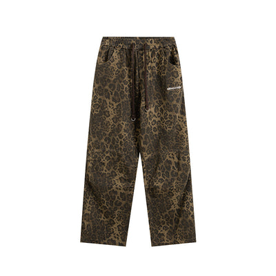 Leopard Print Women's Design Elastic Waist Loose Wide Leg Pants by Glamytek