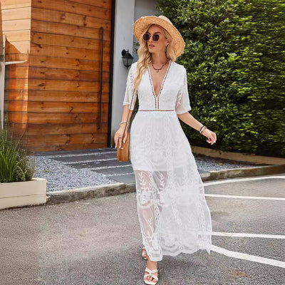 A frilled lace summer dress by Glamytek