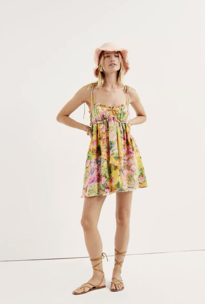 Shoulder lace-up halter dress