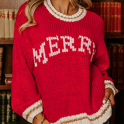Christmas Sled Alphabet Knitting Color Matching Sweater by Glamytek
