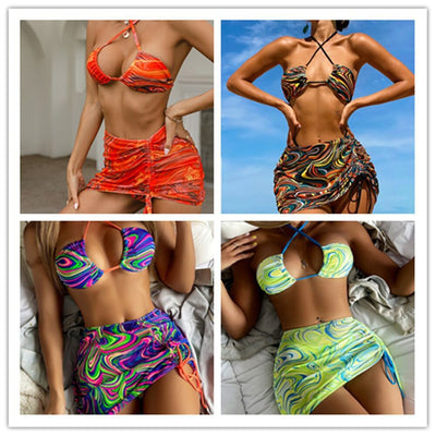 Printed bikini set for women (three-piece)