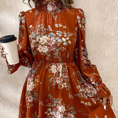 Chiffon Floral Ruffle Sleeve Dress Women by Glamytek