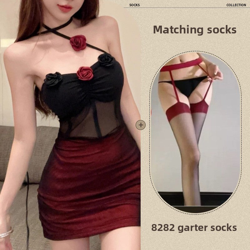 Dark style girl netted dress