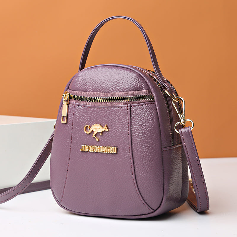 Three-layer cowhide hand-held shoulder crossbody bag