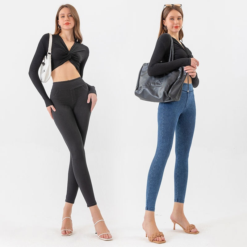 European And American New High Waist Yoga Jeans For Women by Glamytek