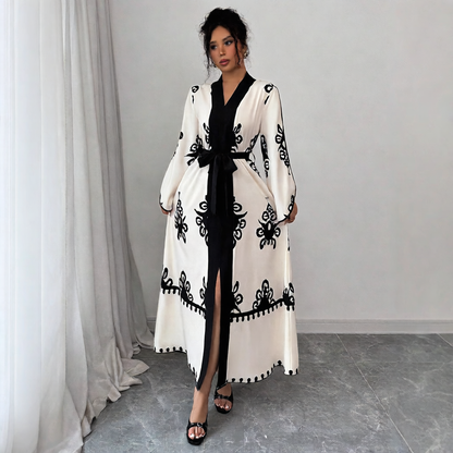 Contrasting-color beach-style printed buttoned dress