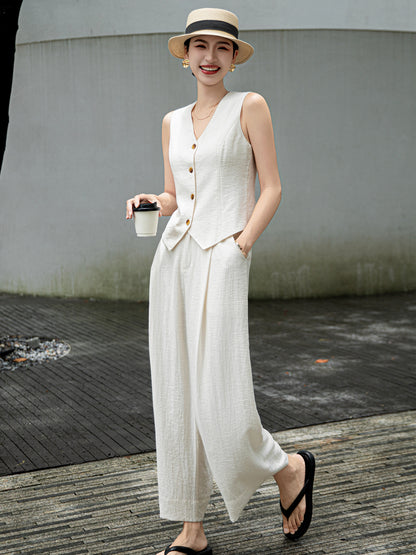 [Natural Fiber] Linen vest Vest Women's Summer 2025 Spring and Summer New arrival Elegant Sleeveless Waistcoat Vest