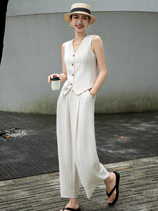 [Natural Fiber] Linen vest Vest Women's Summer 2025 Spring and Summer New arrival Elegant Sleeveless Waistcoat Vest