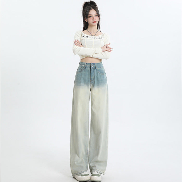 Gradient Design Straight-leg Pants Wide Leg Women's Clothing by Glamytek