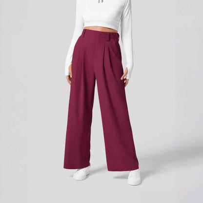High-waisted  wide-leg loose trousers