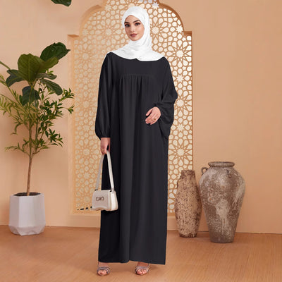 Abaya Robe Women's Long Dress Middle East Turkey Solid Color Simple Loose dress by Glamytek