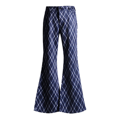Commuter High-grade Women's Plaid Bell-bottom Pants by Glamytek