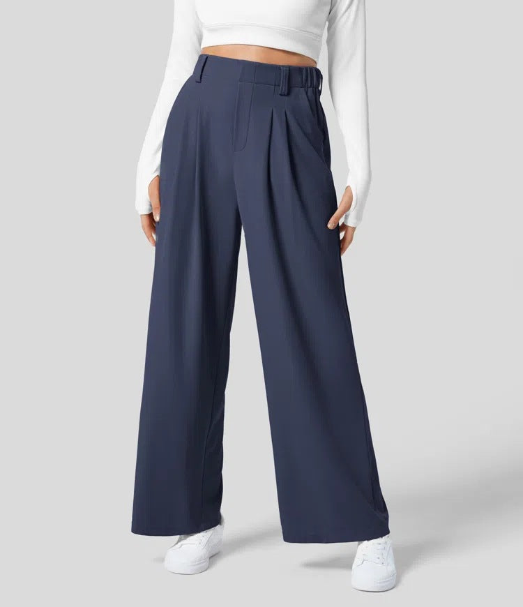 High-waisted  wide-leg loose trousers