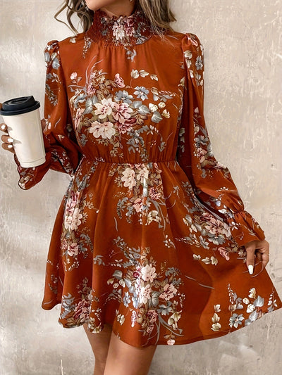 Chiffon Floral Ruffle Sleeve Dress Women by Glamytek