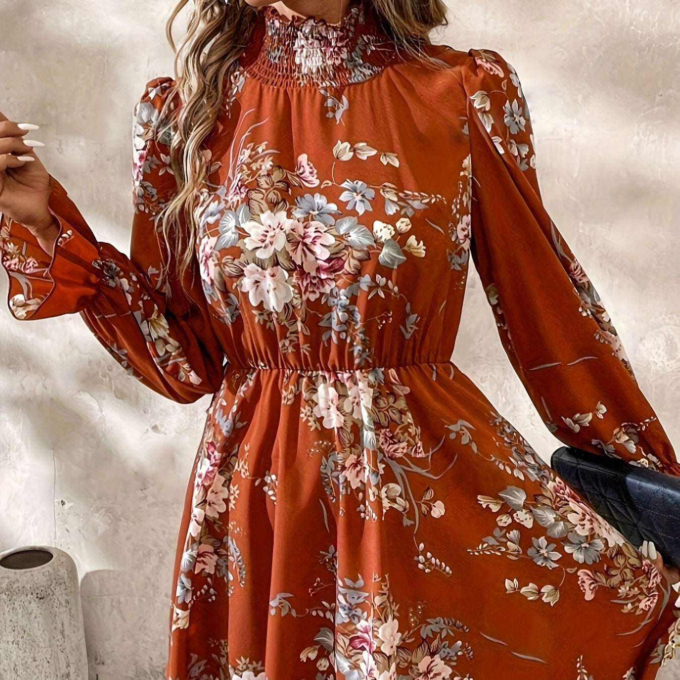 Chiffon Floral Ruffle Sleeve Dress Women by Glamytek