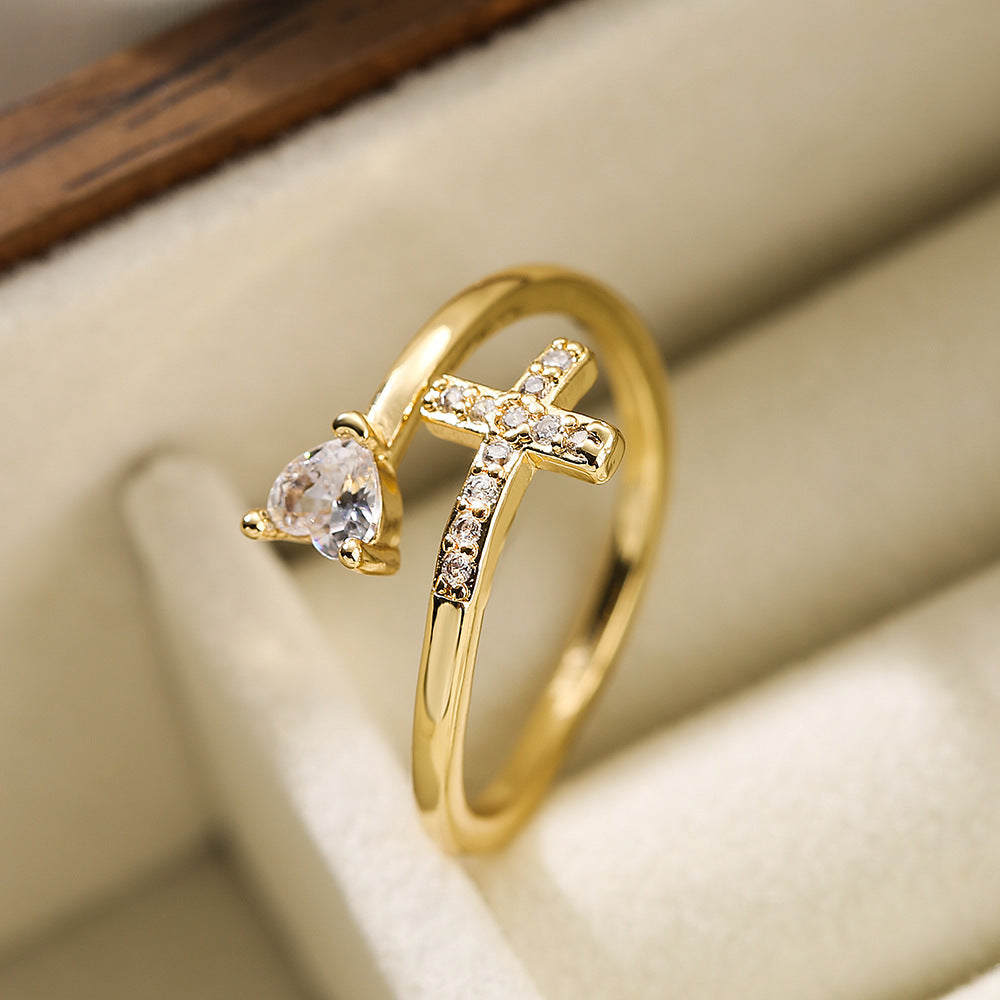 New Fashion Clear Shiny CZ Zircon Cross Evil Eye Rings For Women Girl Finger Accessories Party Jewelry Gift by Glamytek