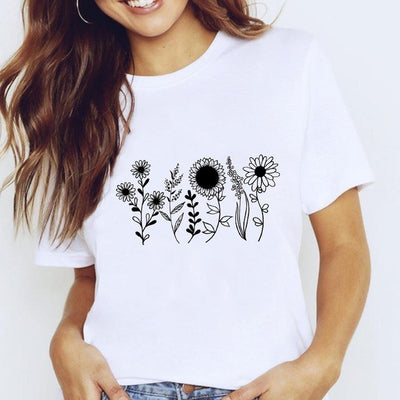 Tshirt Shirt Harajuku T-Shirts For Women Tops White Star by Glamytek