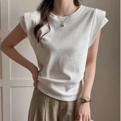 Round Neck Sleeveless Cotton T-shirt for Women by Glamytek