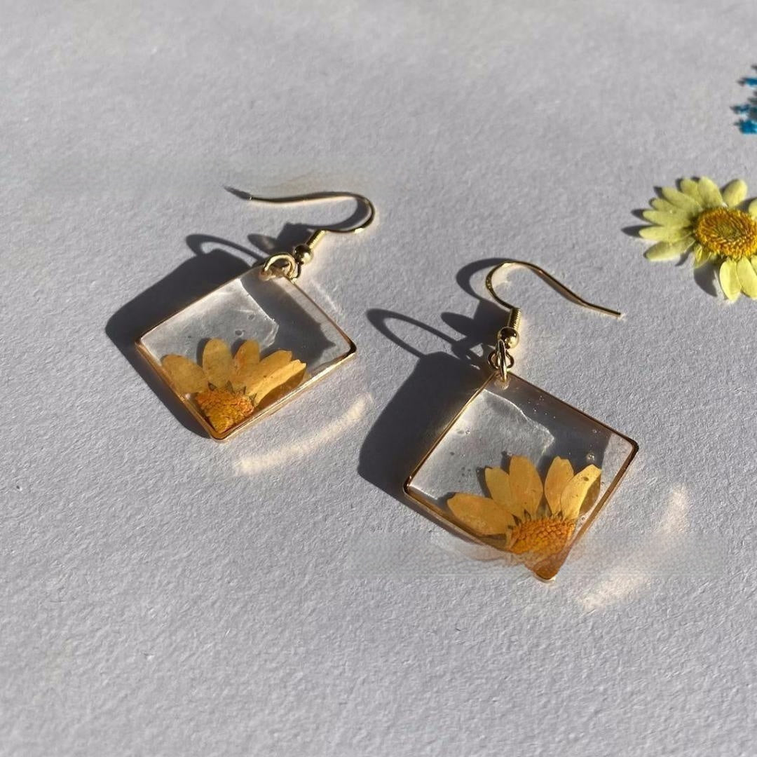 Personalized Trendy Embossed Chrysanthemum Jewelry Women's Earrings by Glamytek
