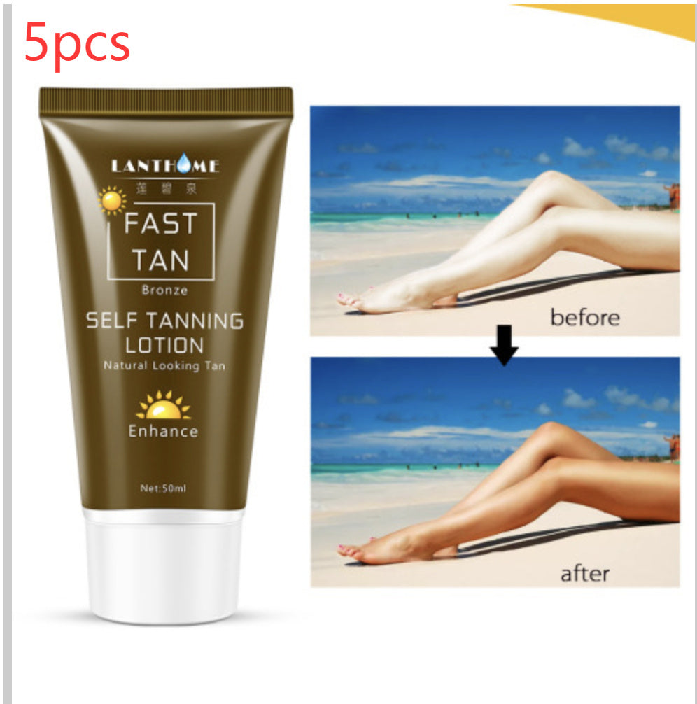 50ml tanning cream body lotion self-tanner for bronzing with before/after beach legs demonstration