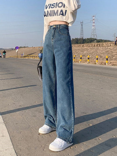 Wide Leg Jeans For Women Bottom Baggy Denim Pants Trousers by Glamytek