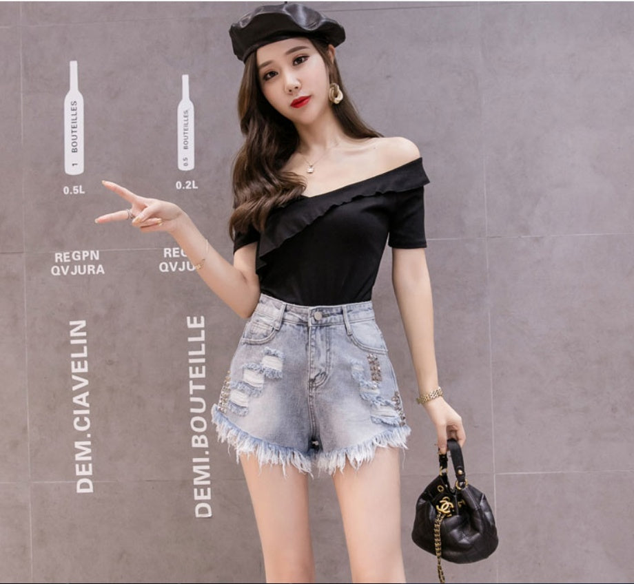 Women Jeans Shorts by Glamytek