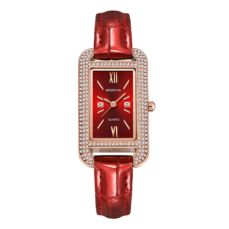 Elegant Diamond Green Dial Women's Watch with Quartz Movement by Glamytek