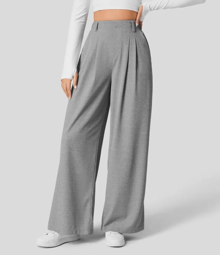 High-waisted  wide-leg loose trousers