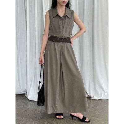 Waist-cinching sleeveless dress by Glamytek