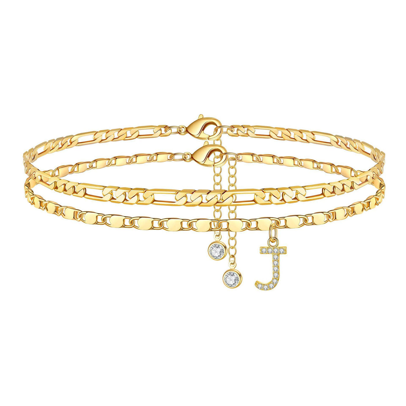 Bohemian Zircon Plated Alphabet Anklet