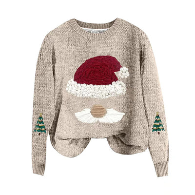 Women's Casual Christmas Print Loose Pullover by Glamytek