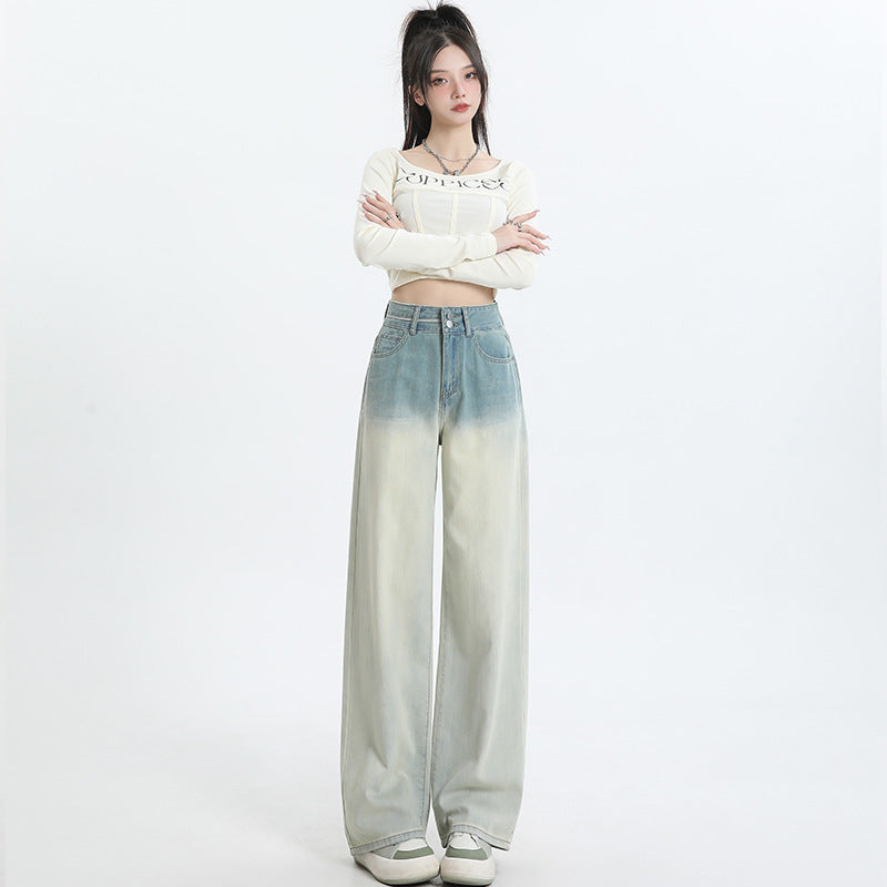 Gradient Design Straight-leg Pants Wide Leg Women's Clothing by Glamytek