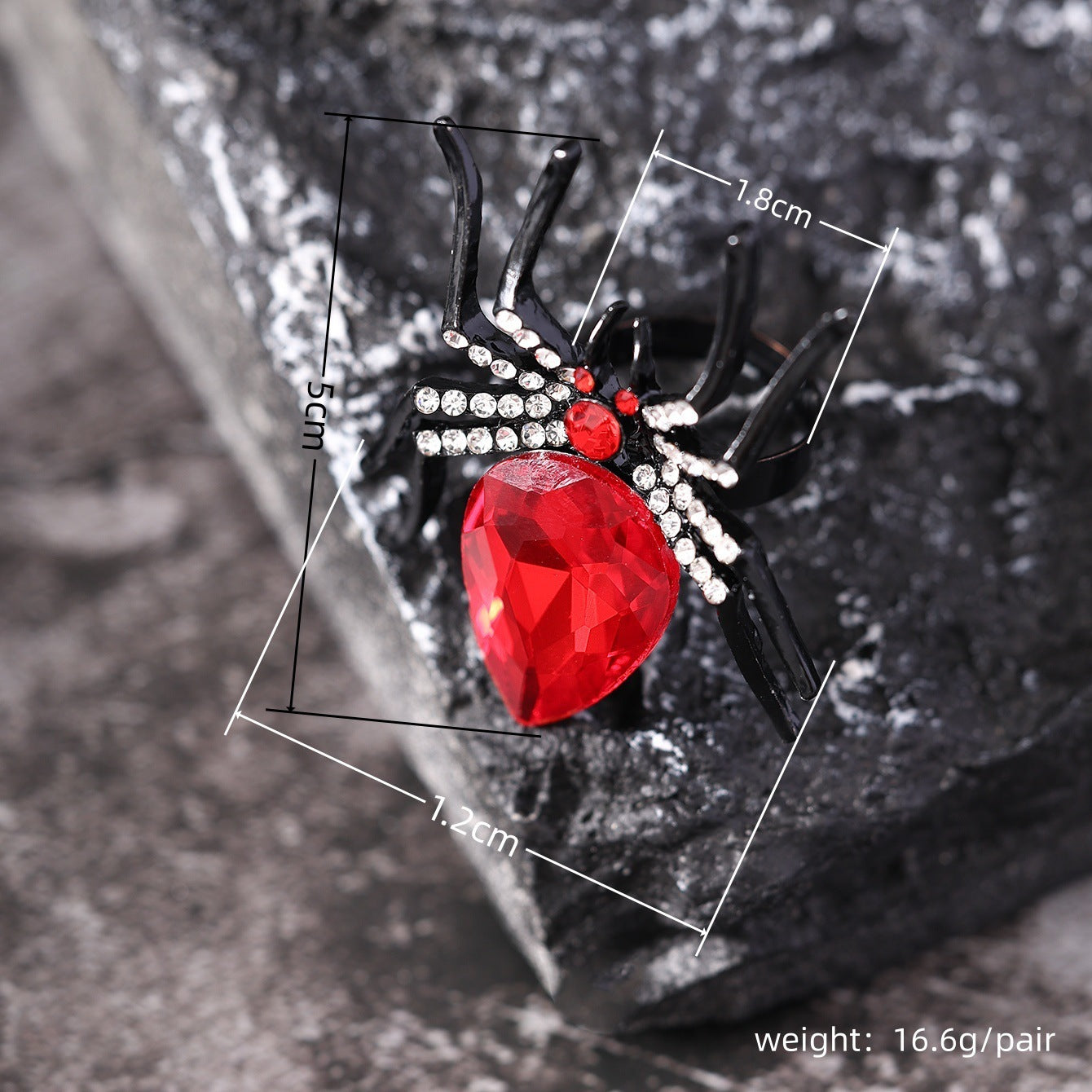 Halloween Spider Ring With Rhinestone Ins Personality Fashion Open Rings For Women Jewelry Accessories by Glamytek