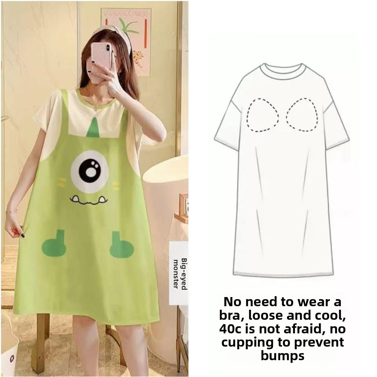 Women's Summer Nightgown with Built-in Bra