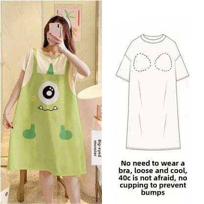 Women's Summer Nightgown with Built-in Bra