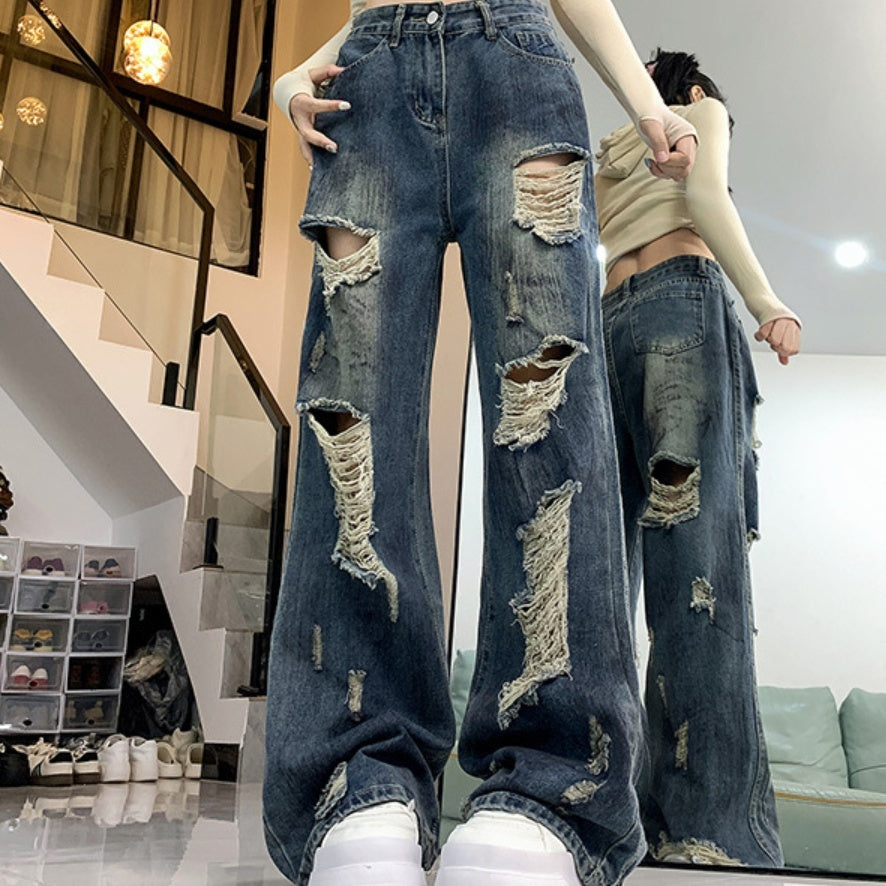 Ripped Lazy Loose Jeans For Women by Glamytek