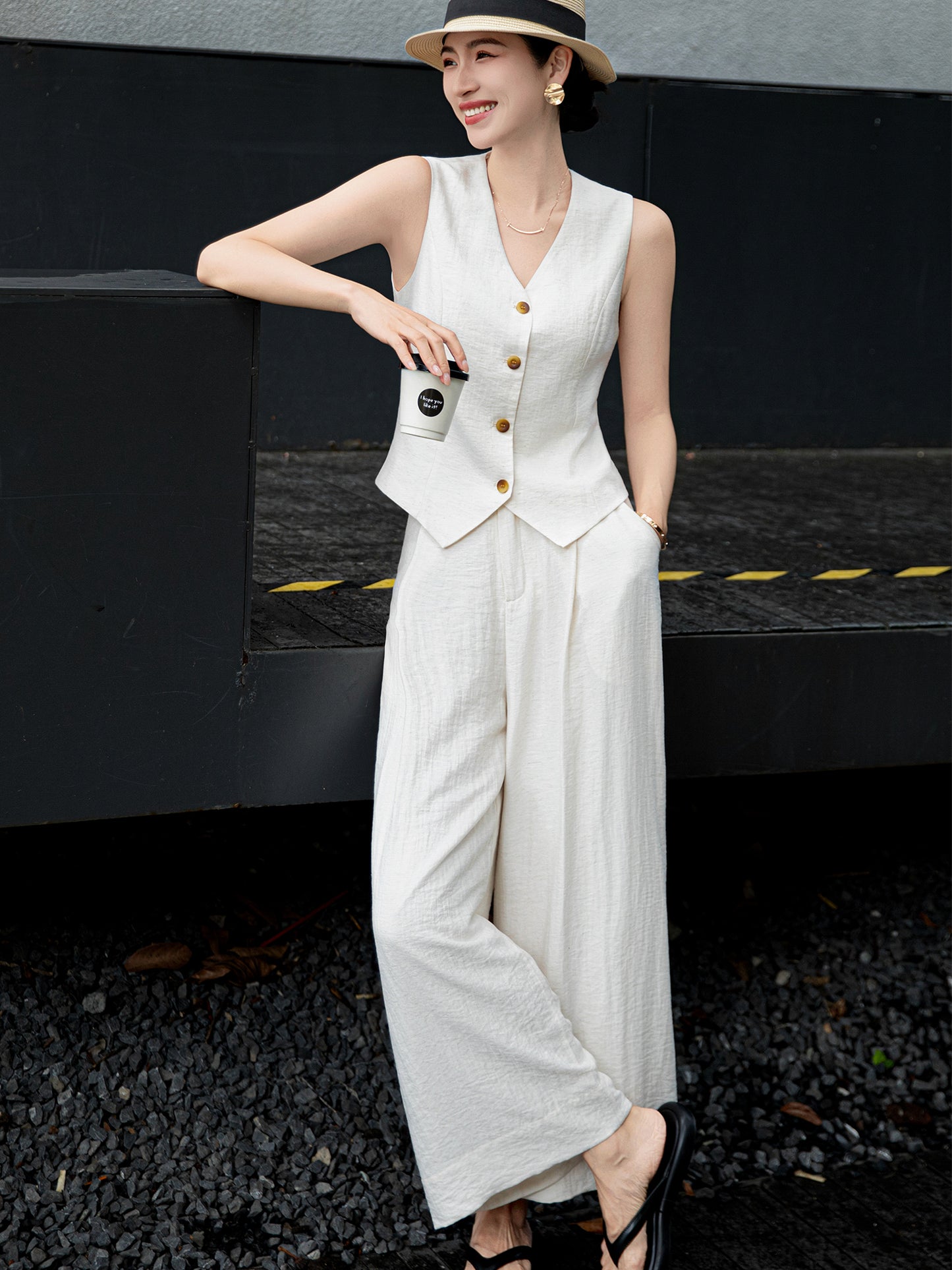 [Natural Fiber] Linen vest Vest Women's Summer 2025 Spring and Summer New arrival Elegant Sleeveless Waistcoat Vest