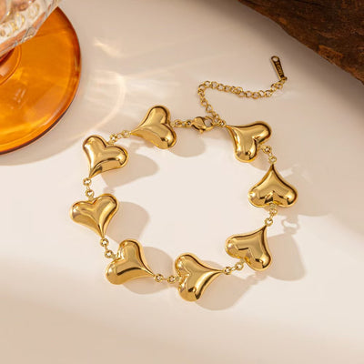 Steel Heart Necklace and Bracelet
