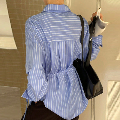 Temperament Striped Long Sleeved Shirt by Glamytek