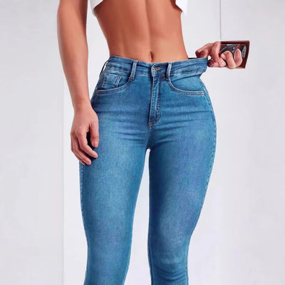 Hip Skinny Pants Stretch High Waist Jeans For Women by Glamytek