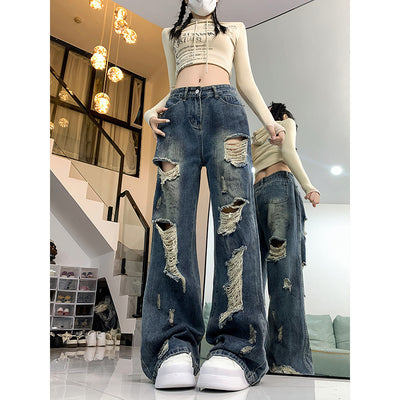 Ripped Lazy Loose Jeans For Women by Glamytek